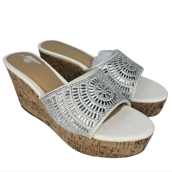 Thalia Sodi Jae Cork Platform Wedge Sandals 8 - Picture 2 of 4